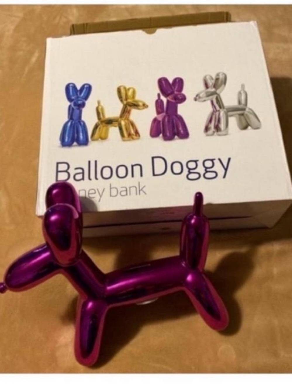 Balloon Doggy Money Bank - Metallic Pink Purple